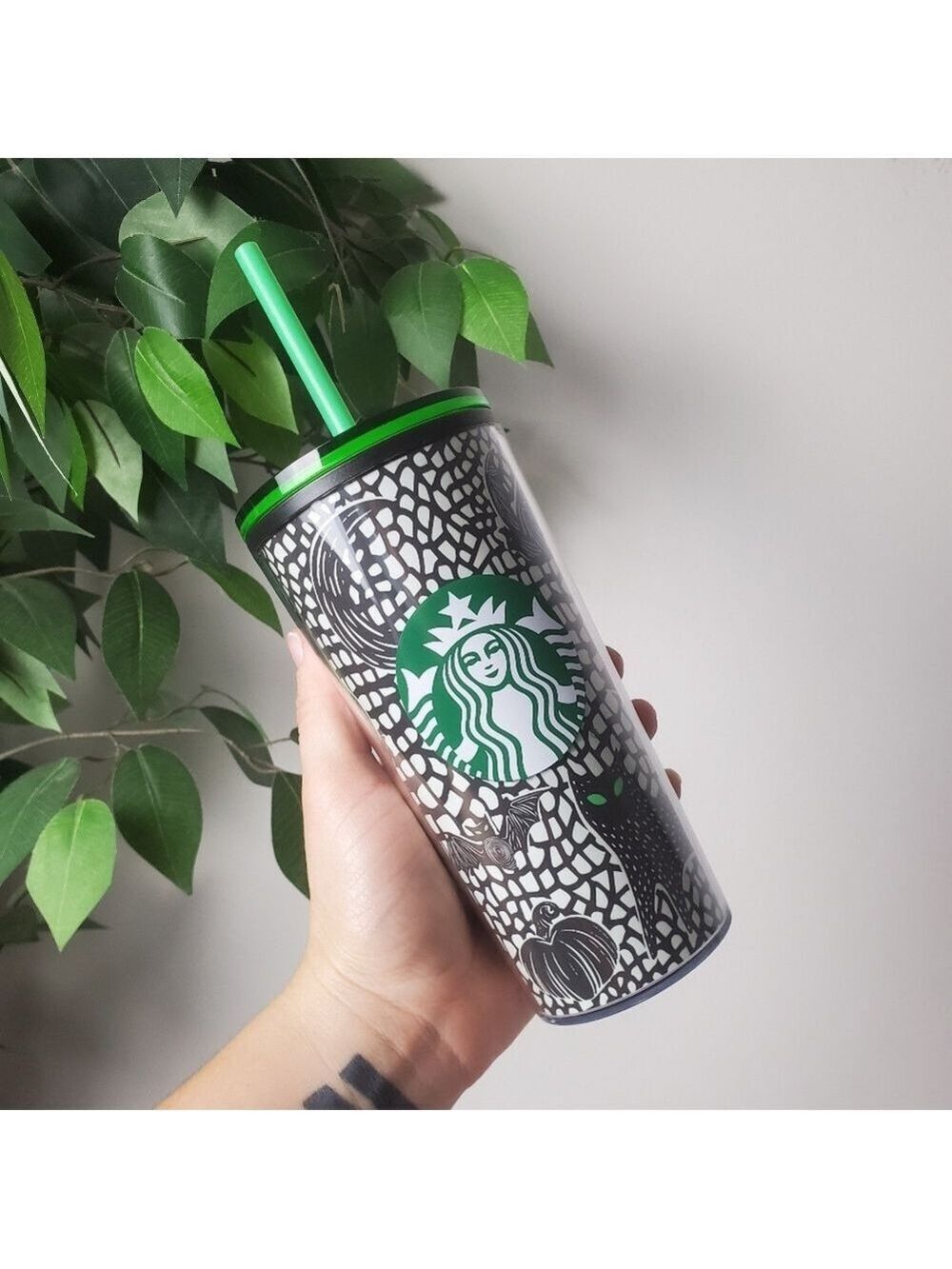Starbucks Halloween 2020 Tumbler Black Cat Glow in the Dark